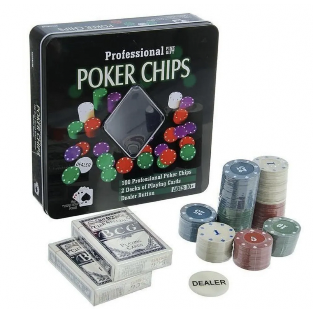 Набор для игры в покер "Professional Poker Chips", 100 фишек