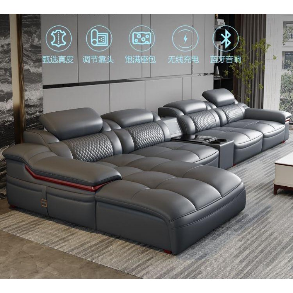 Роскошный кожаный секционный диван для гостиной 