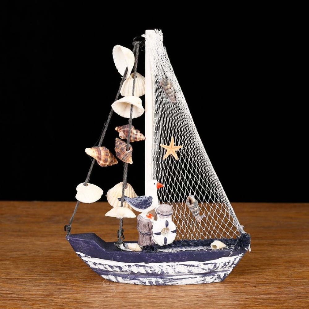 Модель парусной лодки-Яхта сувенирная 14 см