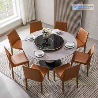 Комплект обеденной мебели Круглый раздвижной стол с индукционной панелью и 8 стульев Xiaomi AQUIMIA Rotating Retractable Multifunctional Dining Table and Chairs (AQ1217)